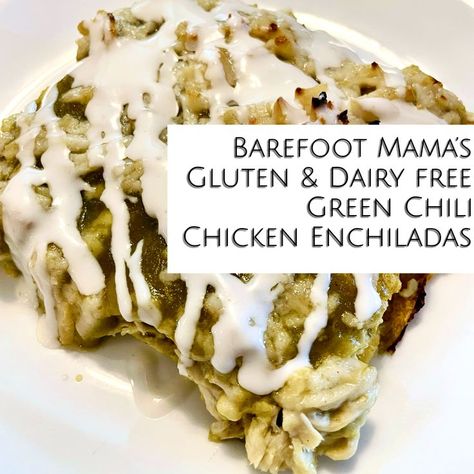 I’m not drooling, you are! These Gluten & Dairy Free Green Chili Chicken Enchiladas are sure to be a crowd pleaser! Slow cooker chicken, canned green chilis, and two kinds of cheese make these extra gooey and delicious. Instead of making individual enchiladas, I like to make this as a casserole. Saves time and it’s something the whole family will love! #chicken #enchiladas #chickenrecipes #glutenfreerecipes #glutenfreefood #glutenfreelife #glutenfreeliving #dairyfree #dairy #cheese Dairy Free Enchiladas, Chili Chicken Enchiladas, Green Chili Chicken Enchiladas, Green Chicken Enchiladas, Green Chilis, Can Chicken Recipes, Green Chili Chicken, Gluten Dairy Free, Chili Chicken