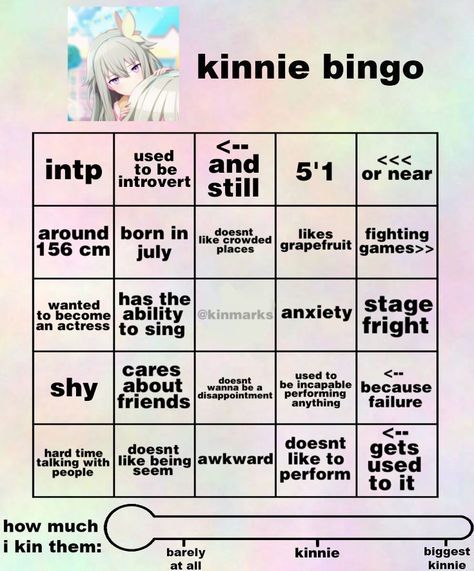 @opthailand703 Requests are open ★ Feel free to use this Kinnie Bingo to fill your answers! Credits are optional, but I don't need it since it has my watermark here! :D |||||||||||||||||||||||||||||||||||||| Tags: tags whatever, Kinnie, kin, bingo, Kinnie bingo, @kinmarks Ame Chan Kinnie Bingo, Steven Universe Kinnie Bingo, Nene Kinnie Bingo, Pjsk Kinnie Bingo, Kin Bingo, Fun Templates, Kinnie Bingo, Bingo Template, Bingo Board