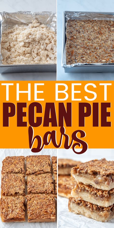 Easy pecan pie bars recipe with shortbread crust that everyone will love! They're easy to make, delicious, and the perfect holiday dessert! Easy Pecan Pie Bars, Pecan Bars Recipe, Pecan Pie Bars Easy, Easy Pecan Pie, Pie Bars Recipe, Pecan Pie Bars Recipe, Homemade Pecan Pie, Pumpkin Crunch Cake, Best Pecan Pie