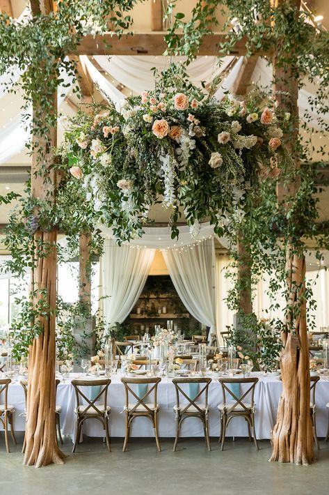 Stems Floral Design | Barr Mansion, Ballroom & Farmstead | Jenny DeMarco Photography | Events by Mackenzie | | | ...Barr Mansion Wedding Austin TX Romantic Spring Outdoor Indoor Organic Zero Waste Wedding Smilax Vine Dance Floor Hanging Installation Romantic Fresh Airy Smilax Vine, Zero Waste Wedding, Mansion Ballroom, Backdrop Inspiration, Barr Mansion Wedding, Hanging Installation, Barr Mansion, Mansion Weddings, Ballroom Reception