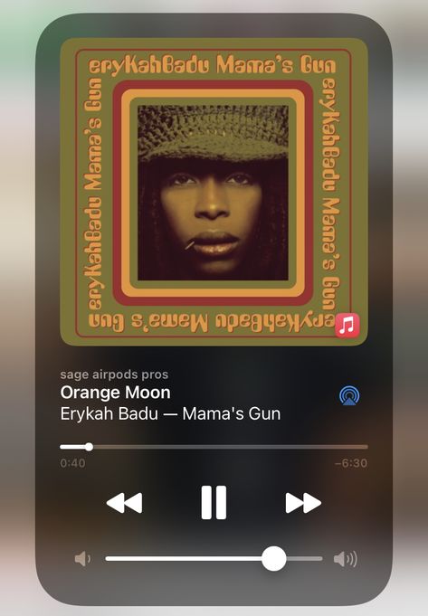 Orange Moon Erykah Badu, Orange Moon, Erykah Badu, Airpods Pro, Vision Board, Moon, Incoming Call Screenshot, Orange, Music