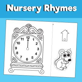 Hickory Dickory Dock Printable Craft Hickory Dickory Dock Craft, Frogs Craft, Ark Craft, Speckled Frogs, Truck Crafts, Nursery Rhymes Activities, Sunday School Coloring Pages, Hickory Dickory Dock, 1 Mai