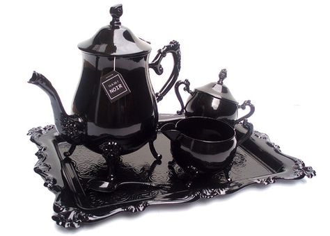 Explore Christine Misiak's photos on Flickr. Christine Misiak has uploaded 31 photos to Flickr. Victorian Tea Sets, Steampunk House, Goth Home, Goth Home Decor, Modern Victorian, Goth Decor, Silver Tea, My Cup Of Tea, Gothic Decor