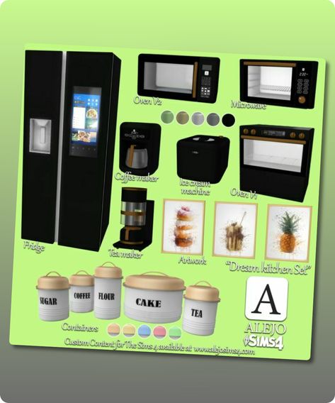 Sims 4 Furniture CC: Dream Kitchen SET Sims 4 Functional Toaster, S4cc Furniture Kitchens, Sims 4 Cc Cooker, Kitchen Counter Sims 4 Cc, Sims 4 Urban Cc Furniture Kitchen, Sims 4 Cc Microwave, Sims 4 Kitchen Decor, Sims 4 Cc Functional Kitchen Appliances, Sims 4 Refrigerator Cc