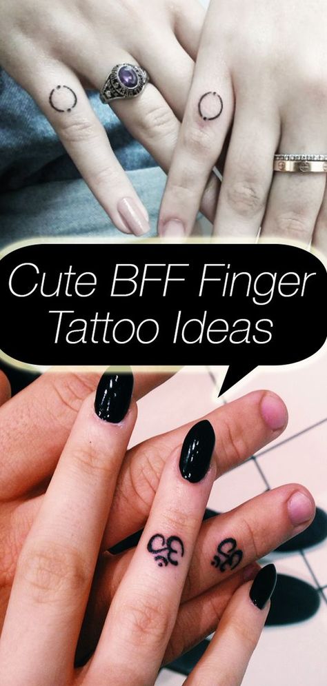 20 adorable finger tattoos to get with your BFF #tattooideas #tattooideasforgirls #tattooideasforguys #womenstattoo #tattoodesign #tattoostyle Matching Finger Tats Friends, Small Finger Tattoos For Best Friends, Finger Tattoos For Women Best Friends, Best Friend Ring Tattoos, Matching Friend Finger Tattoos, Matching Tattoos For Best Friends On Finger, Best Friend Tattoos Half And Half, Bff Finger Tattoos Best Friends, Small Best Friend Tattoos Finger