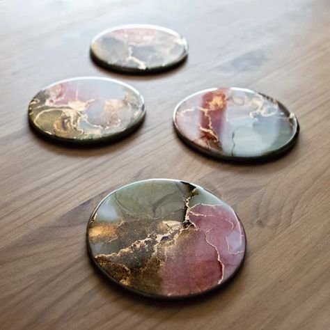 Alcohol Ink Coasters FULL Tutorial 2024 - Sealed with Resin Alcohol Ink Coasters Tile Diy, How To Use Alcohol Ink, Alcohol Ink Art Tutorial, Alcohol Ink Ideas Tutorials, Alcohol Ink Diy, Alcohol Ink Coasters, Reunion Activities, Camp Craft Ideas, Alcohol Ink Cards