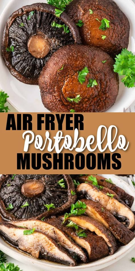 Mushroom Cap Recipes, Portobello Recipes, Air Fryer Mushrooms, Portabella Mushrooms Recipes, Portobello Mushroom Recipes, Air Fryer Oven Recipes, Stuffed Portabella Mushrooms, Airfryer Recipes, Meatless Main Dishes