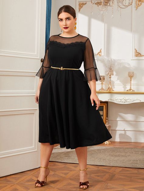 Big Size Fashion, Outfits Gorditas, Chic Cocktail Dress, Big Size Dress, Lace Trim Dress, Plus Size Party Dresses, Trim Dress, Classy Dress Outfits, Girl Sweatshirts