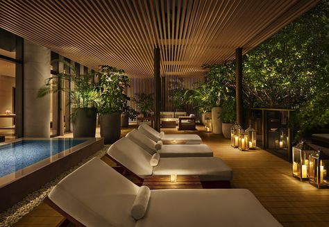 Luxury Spa Design, Spa Luxe, Spa Lounge, Indoor Spa, Edition Hotel, Hotel Lobby Design, Spa Interior Design, Indoor Pools, Spa Rooms