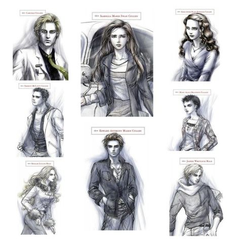 Twilight Fan Cast, Twilight Characters Book Art, Edythe Cullen Beau Swan Fanart, Book Accurate Twilight Characters, Twilight Drawings Fan Art, Twilight Fan Art Book, Carlisle Cullen Fanart, Twilight Book Fan Art, Twilight Comic