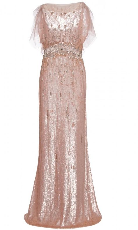 Kate recycles a shimmering pale pink £3,000 Jenny Packham gown as she and Prince William attend an opulent charity gala in Norfolk | Daily Mail Online Embellished Gown, 1930s Fashion, Vintage Gowns, Sequin Gown, Jenny Packham, 1920s Fashion, Gorgeous Gowns, Mode Vintage, Looks Style