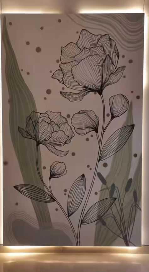 Door Murals Painted, Aesthetic Wall Painting, Art Progress, Tropical Bedroom Decor, Diy Mural, Creative Wall Painting, Flower Mural, Modern Mural, Diy Wall Painting