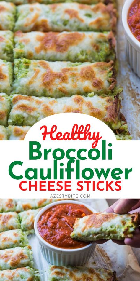 Weight Watcher Snacks, Cauliflower Cheese Sticks, Broccoli Cauliflower Cheese, Snack Sani, Cauliflower Cheese, Resep Diet, Broccoli Cauliflower, Cheese Sticks, Health Dinner Recipes