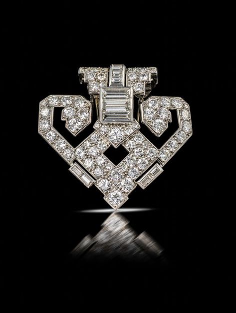 Cartier | An Art Deco diamond brooch, circa 1930 Art Deco Diamond Brooch, Jewel Drawing, Art Deco Elements, Alfred Dunhill, Art Deco Jewelry Vintage, Cartier Gold, Jewellery Board, Art Deco Jewellery, Jewellery Design Sketches