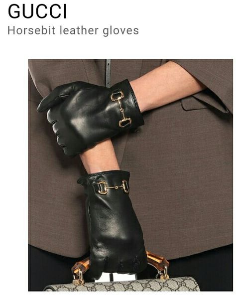 GUCCI Horsebit leather gloves Gucci Gloves, Gucci Horsebit, Black Leather Gloves, Ski Gloves, Vogue Uk, Horse Bits, Gucci Leather, Gucci Black, Leather Gloves