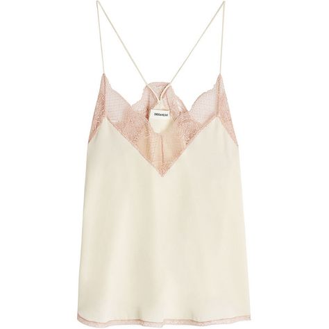 Zadig & Voltaire Lace Trim Silk Cami Top (€160) ❤ liked on Polyvore featuring tops, shirts, tanks, tank tops, camis, white, silk camisole, silk tank tops, white tank and lace trim cami White Camisole, White Camisole Top, Silk Cami Top, White Silk Top, Silk Camisole Top, Lace Camisole Top, Cami Outfit, Lace Trim Tank Top, Silk Clothes