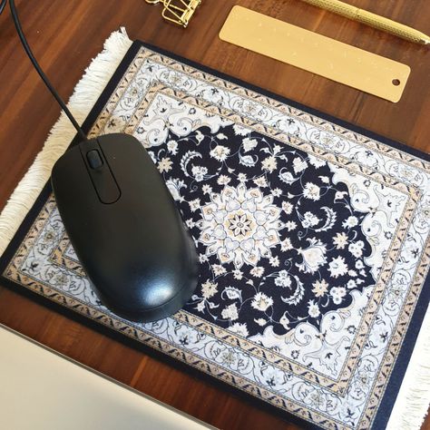 Desk need a little glow up? Add a little style with the Persian Rug Mouse Pad. It's sure to be the talk of the office 😉 #mousepad #rugmousepad #rugmousemat #carpetmousepad #persiancarpetmousepad #cutemousepad #coolmousepad #uniquemousepad #aestheticmousepad #minirug #deskglowup #deskmakeover #desksetup #deskstyling #deskstyle #deskaesthetic #officedesk #officedeskdecor #officedesksetup #deskdecor #deskdecorideas #deskdecorations #deskaccessories #stationeryaustralia Boho Style Office, Mouse Pad Aesthetic, Boho Desk, Unique Workspace, Pad Aesthetic, Desk Organisation, Desk Aesthetic, Luxury Desk, Desk Styling