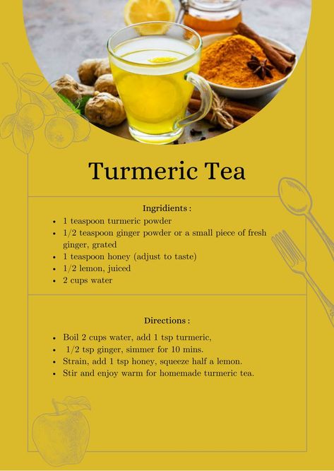 Tumeric And Ginger Tea Recipe, Ginger Lemon Turmeric Drink, Ginger Turmeric Tea Recipes, Ginger Turmeric Tea Benefits, How To Make Turmeric Tea, Turmeric Tea For Inflammation, Tumeric Drinks Recipes, Turmeric Drink Recipes, Ginger Tumeric Tea