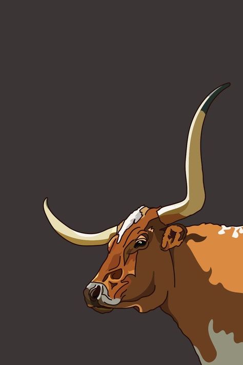 Drawing of a longhorn Southern Wallpaper, Bulls Wallpaper, Long Horns, Ut Longhorns, Cute Iphone Wallpaper Tumblr, Cow Wallpaper, Cow Print Wallpaper, Longhorn Cattle, Longhorn Cow