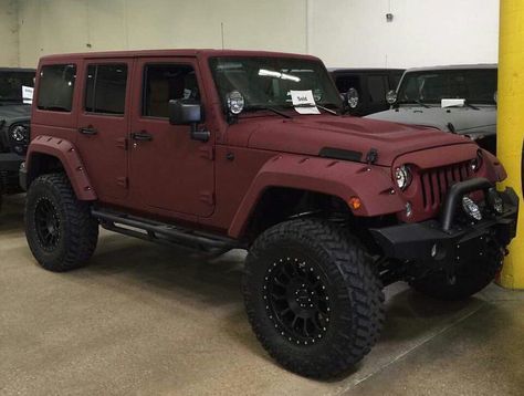 Matte wine Jeep. 😍 Matte Jeep Wrangler, Mobil Off Road, Wrangler Jeep, Dream Cars Jeep, Custom Jeep, Jeep Lover, Jeep Accessories, Jeep Girl, Jeep Cars