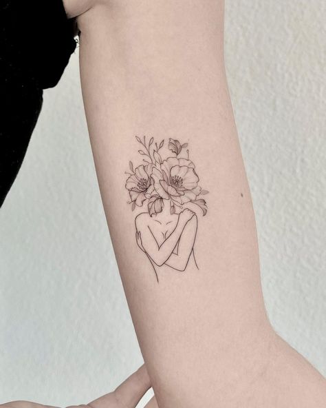 Ivy Tattoo, Empowering Tattoos, Brain Tattoo, Self Love Tattoo, Silhouette Tattoos, Small Pretty Tattoos, Line Art Tattoos, 1 Tattoo, Arm Tattoos For Women