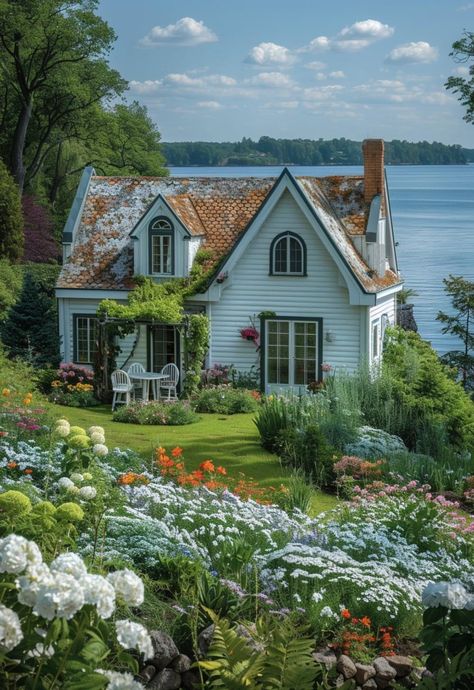 Cottage By The Beach, Cottage By Lake, Ocean Cottage, Uk Pictures, Scottish Cottages, Cottage Tiny House, Cotswolds Cottage, Log Cabin Rustic, Cozy Backyard