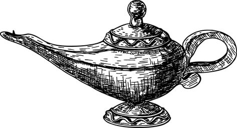 Oil Lamp. Iron or clay lamp isolated icon with decoration. A luminaire that burns oil or fat. Genie Lamp Arab design. Sketch icon. Vector ancient objects. Arab Design, Clay Lamp, Simple Sketches, Sketch Icon, Genie Aladdin, Genie Lamp, Band Tattoo, Sketches Easy, Year 1