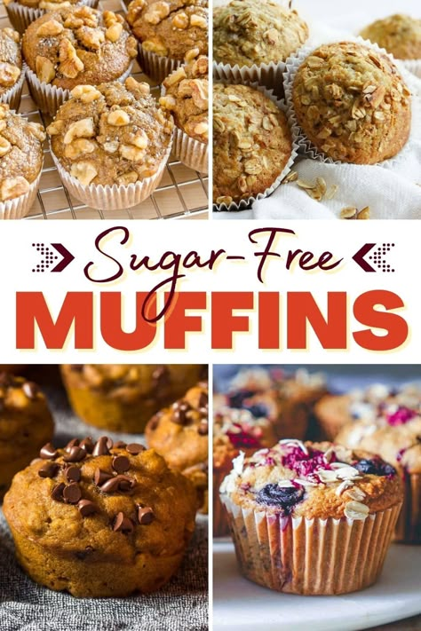 Start your morning the right way with these easy and delicious sugar free muffins. One bite, and you'll totally forget that they're healthy-(ish)! Healthy Muffin Recipes For Diabetics, Breakfast Muffins For Diabetics, Muffin Recipes For Diabetics, Pastries For Diabetics, Healthy Delicious Muffins, Low Glycemic Muffins, Healthy Sweets For Diabetics, Muffins For Diabetics Easy Recipes, No Sugar Added Muffins