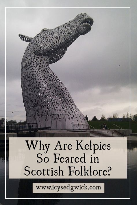 Kelpies are water horses in Scottish folklore. Unlike selkies, their appearances aren't at all welcome. Click here to find out what made them so fearsome. http://www.icysedgwick.com/kelpies-folklore/ Kelpie Tattoo Scottish, The Kelpies Scotland, Kelpie Mythology, Kelpie Tattoo, Scottish Myths, Sea Magick, Scottish Mythology, Kelpie Horse, Celtic Horse Tattoo