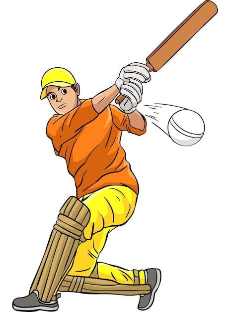 Cricket sports cartoon colored clipart | Premium Vector #Freepik #vector #cricket-bat #bat-ball #hand-drawn-illustration #drawing Cricket Clipart, Sports Cartoon, About Cricket, Bat Ball, File Decoration Ideas, Cricket (sports), Cricket Games, English Activities For Kids, Tshirt Painting