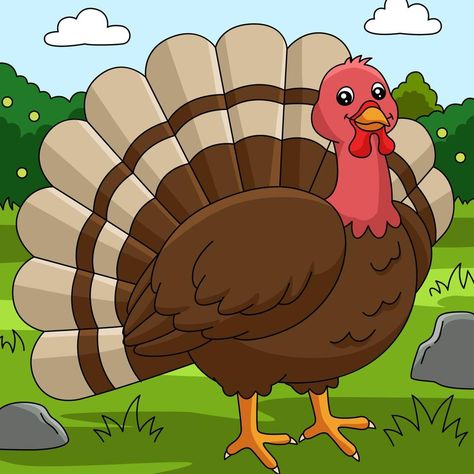 ilustración de granja de dibujos animados de color pavo Thanksgiving Turkey Pictures, Thanksgiving Arts And Crafts, Turkey Cartoon, Thanksgiving Art, Rock Painting Designs, Preschool Activities, Farm Animals, Diamond Painting, Painted Rocks