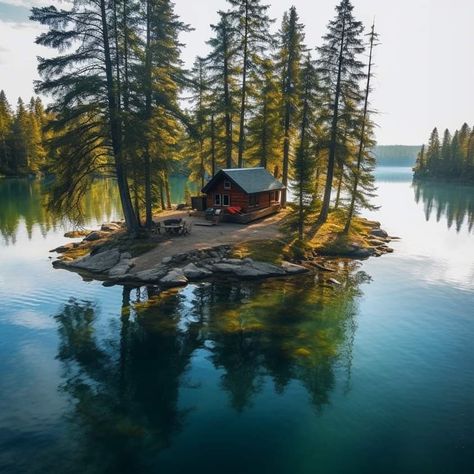 Cabin In Forest Aesthetic, Cabins In Norway, Forest Cabin Fantasy Art, Cabins In The Woods Near Water, Isolated Cabin, Lakeside Cabin, Lakefront Homes, Lake Cabins, Cabin Life