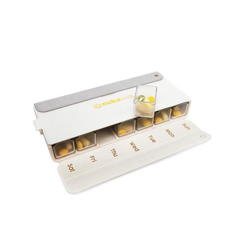 Noka Supply Twice-A-Day Pill Organizer Cute Pill Organizer, Pill Organization, Pill Organizer Ideas, Pill Packaging Design, Monthly Pill Organizer, Medication Dispenser, Pill Organiser, Pill Packaging, Daily Pill Organizer