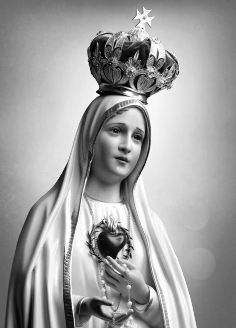 King Crown Tattoo, Mary Jesus Mother, Sacred Heart Tattoos, Mary Tattoo, Mother Mary Images, Catholic Pictures, Jesus Christ Painting, Virgin Mary Statue, Religious Tattoo