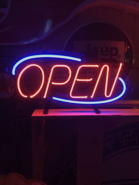 Open Sign / Open Neon Signs / Open Light Up Signs / Light Up Open Signs / Business Sign / Open Sign Aesthetic, Signs Aesthetic, Bright Photography, Diy Beach Bag, Signs Business, Pizza Board, Posters On Wall Bedroom, Open Sign, Car Guy Gifts