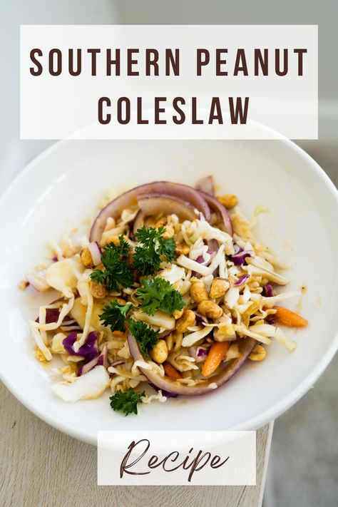 Cool down on a hot August day with this classic Southern Peanut Coleslaw. The creamy, tangy peanut dressing is the perfect complement to the crunchy cabbage and carrots, and it’s sure to become a new favorite side dish. Visit our website for the recipe! #Peanuts #PeanutRecipes #SideDish #RecipeIdeas #EasyRecipes #PeanutButter #Superfood #HealthyRecipes #HealthyFoods #CleanEating Coleslaw With Peanuts Recipe, Peanut Coleslaw Recipe, Peanut Coleslaw, Roasted Vegetables Seasoning, Lunch Recipe Ideas, Cabbage And Carrots, Peanut Salad, Slaw Dressing, Recipes Lunch