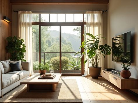 interior disign Natural Lighting Home, Natural Light Room, Natural Light Window, Soft Curtains, Interior Design Plants, Interior Design Renderings, Hudson Homes, Simple Interior Design, Natural Living Room