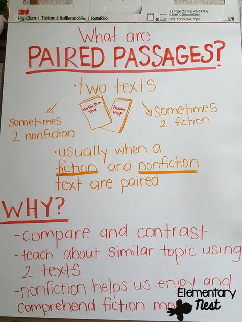 Teaching paired passages in primary classrooms- tips to help students engage in paired passages or paired texts- reading activities Comparing Texts, Test Strategies, Ela Anchor Charts, Teaching High School English, 6th Grade Reading, English Time, Classroom Anchor Charts, Stop Stressing, Ell Students