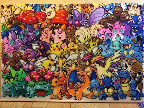 Pokemon 150 Perler Bead Mural by Jet306 … Stitch Pokemon, Nerdy Perler Beads, Hama Beads Pokemon, Pokemon Cross Stitch Patterns, Beads Perler, Pokemon Cross Stitch, Pokemon Bead, Pixel Art Pokemon, Pokemon Perler Beads