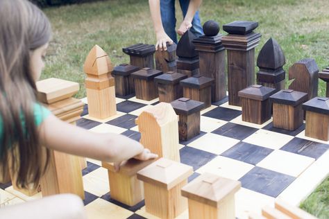 Diy Chess Set, Giant Yard Games, Giant Chess, Diy Yard Games, Outside Games, 2018 Year, Yard Games, Backyard Games, Lawn Games