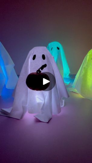 564K views · 19K reactions | Mess Free Easy Halloween Paper Ghosts Craft For Kids 👻 If there’s only one Halloween craft you make this year, it should be this one! Creating little ghosts out of wet paper is a quick, easy, and delightfully spooky craft perfect for kids of all ages. All you need is a square of paper, a spray bottle filled with water, and something to drape it over—like a styrofoam ball on top of a little bottle. As the paper dries, it magically takes the shape of a ghost, ready for Halloween fun! Once your ghost is done, you can draw on a spooky face, hang it from a string, or display it as a Halloween decoration. You can even create a whole ghost family and turn them into a mini haunted scene! Kids will love how simple and interactive this project is, learning about how mat Puffy Ghost Halloween Craft, Paper Ghost Craft, Diy Paper Ghost Decoration, Snf Activities, Gost Art For Kids, Halloween Ghost Paper, Paper Ghosts, Spooky Craft, Halloween Videos