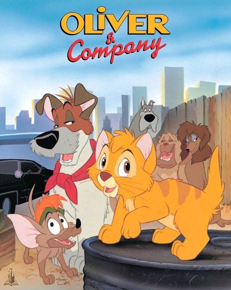 Old Kids Shows, Oliver And Co, Disney Crossover, Oliver And Company, Disney Dogs, Childhood Movies, Walt Disney Pictures, The Fox And The Hound, Old Disney