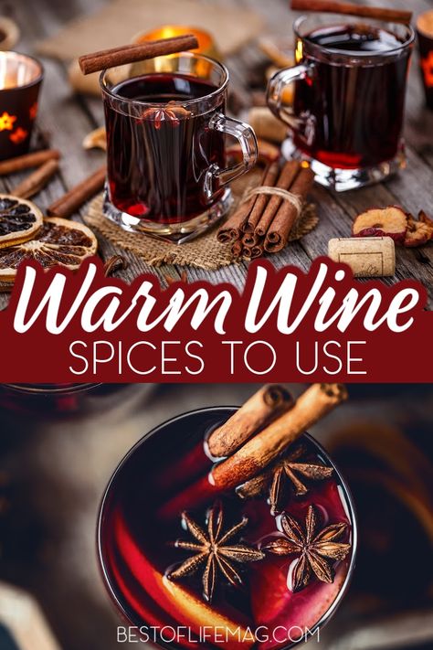 Make easy and delicious mulled wine recipes with these warm wine recipe spices that will enhance the flavors. Wine Recipes | Fall Recipes | Fall Drink Recipes | Mulled Wine Recipes | Spiced Wine Recipes | Crockpot Recipes | Mulled Wine Spices | How to Make Mulled Wine | Homemade Mulled Wine Recipes via @amybarseghian Warm Wine Recipe, Spiced Wine Recipe Crockpot, Mulled Wine Recipe Crockpot, Mulled Wine Crockpot, Mulled Wine Glasses, Spiced Wine Recipe, Homemade Mulled Wine, Mulled Wine Spices, Wine Ingredients