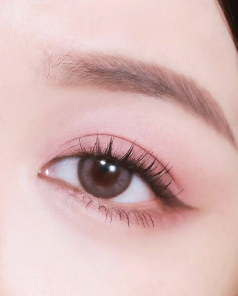 Korean Eye Brows, Mecup Ideas Photo, Simple Korean Eyeliner, Make Up Simple Korea, Korean Eyes Aesthetic, Light Asian Makeup, Brown Eyeliner Korean, Korean Standard Of Beauty, Beautiful Eyebrows Natural