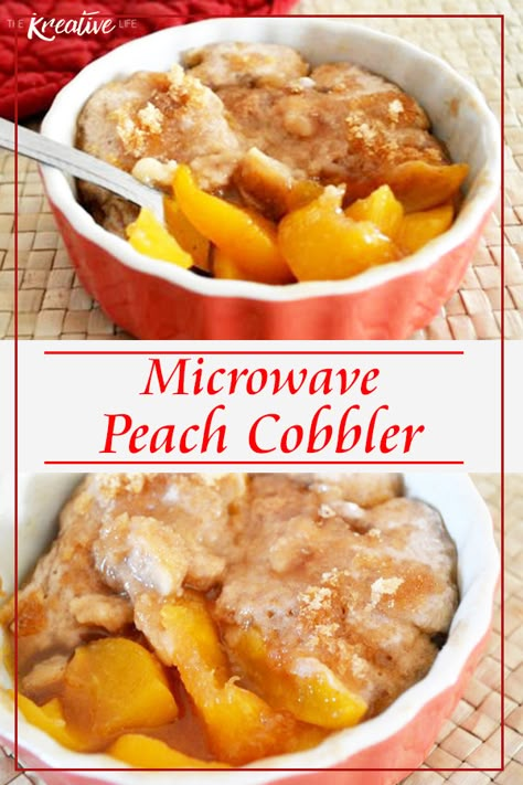 Microwave Mug Recipes, Microwave Dessert, Single Serve Desserts, Single Serving Recipes, Dessert Simple, Peach Desserts, Peach Cobbler Recipe, Cobbler Recipe, Mug Recipes