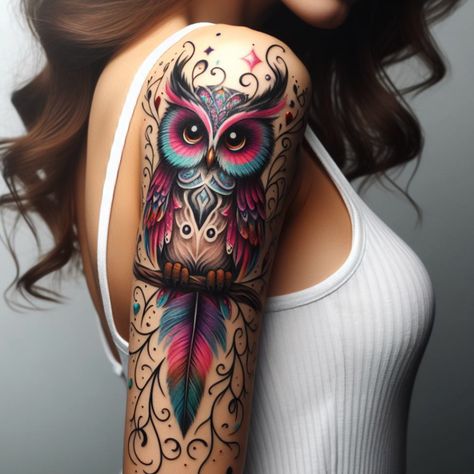 Majestic owl tattoo ideas that will elevate your ink game. Check out these amazing designs. 🦉 #tattoo_art #tattoo_sketch #tattoo #tattoo_for_woman #tattoo_ideas #tattoo_for_man Owl Cover Up Tattoos For Women, Owl Leg Tattoos For Women, Moth Cover Up Tattoo, Owl Hand Tattoo, Watercolor Owl Tattoo, Owl Tattoo For Women, Owls Tattoo, Tattoo Art Ideas, Owl Tattoo Ideas