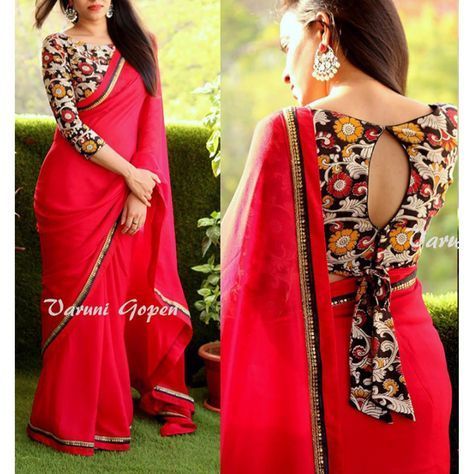 saree-blouse-designs-30 New Saree Blouse Designs 2018 You Must Try Kalamkari Blouse Designs, Latest Saree Blouse, Kalamkari Blouse, Blouse Designs Catalogue, Saree Blouse Neck Designs, New Saree Blouse Designs, Blouse Back Neck Designs, Machine Work, New Blouse Designs