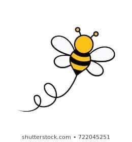 Draw Bees Simple, Cute Bee Painting Simple, Cute Honey Bee Drawing, Honey Bee Doodle, How To Draw A Bee, Bee Drawing Simple, Cute Bee Drawing, Bees Drawing, Bee Pictures Art