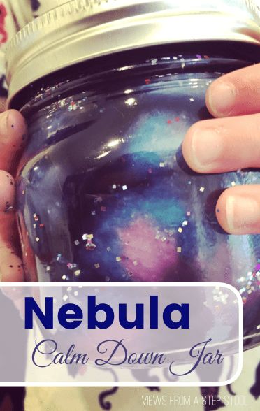 Nebula Calm Down Jar: Sensory & Science  The Mommy View Fine Motor Skills For Toddlers, Nebula Jars, Toddlers Crafts, Calming Jar, Sensory Science, Calm Down Jar, Calm Down Bottle, Discovery Bottles, Intense Emotions