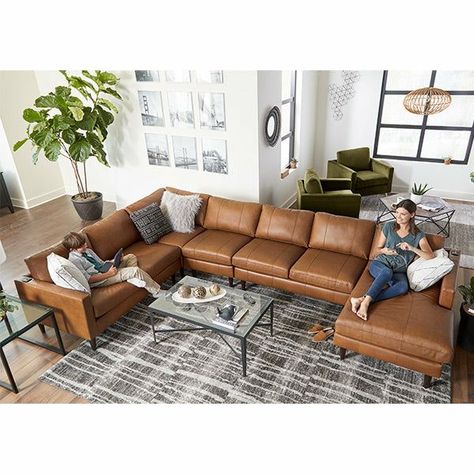 Leather Sectional Living Room, Leather Couch Sectional, Modern Leather Sectional, Leather Couches Living Room, Mid Century Modern Sectional, Faux Leather Sectional, Brown Leather Couch, Small Sectional Sofa, Latest Sofa Designs